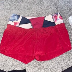 Lululemon Burgundy Flower Print Shorts